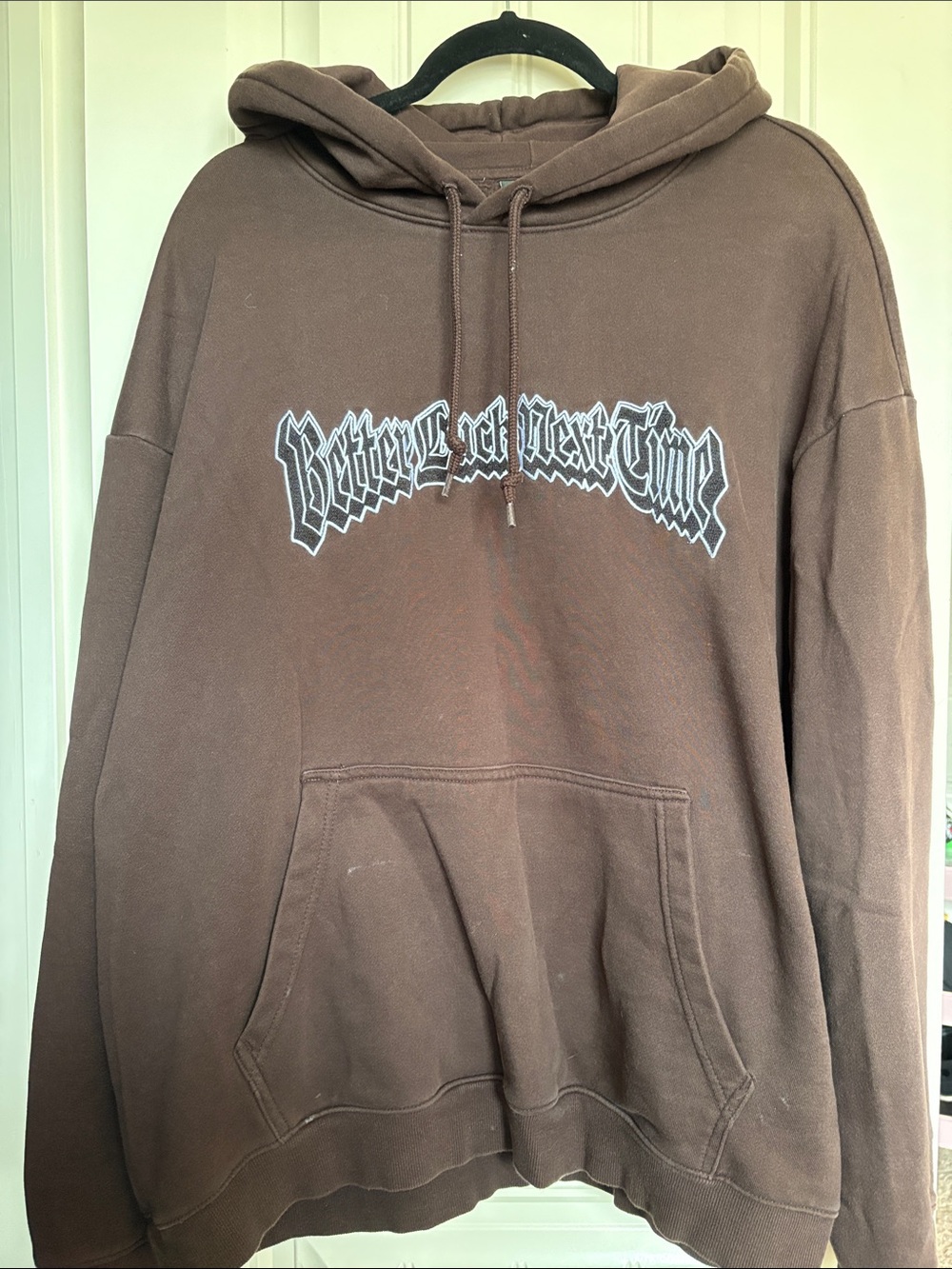 Men's Brown Graphic Crewneck Hoodie - Relaxed Pullover